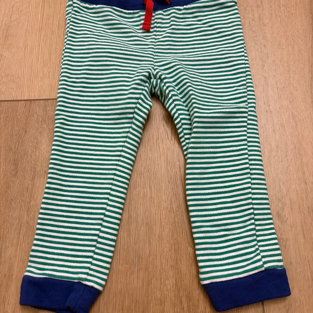 Baby Boden 18-24M Green & White Striped Pants | Blue Waist & Cuffs | VGUC